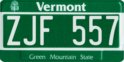VT license plate ZJF557