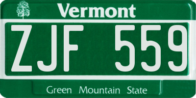 VT license plate ZJF559