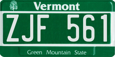 VT license plate ZJF561