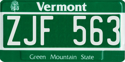 VT license plate ZJF563