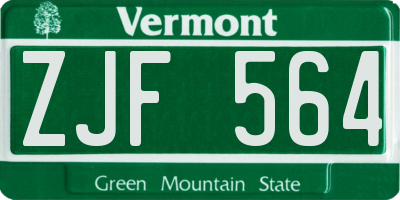 VT license plate ZJF564
