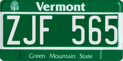 VT license plate ZJF565