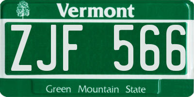 VT license plate ZJF566