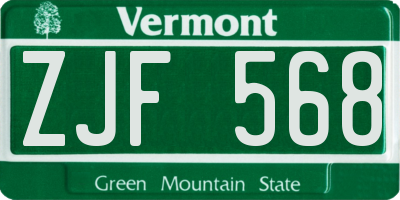 VT license plate ZJF568