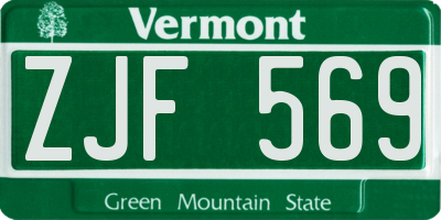 VT license plate ZJF569