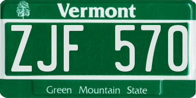 VT license plate ZJF570