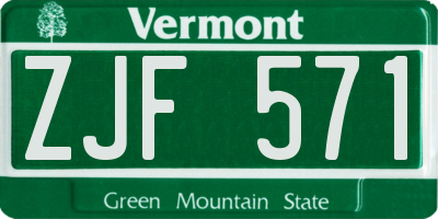 VT license plate ZJF571