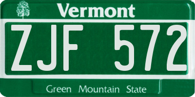 VT license plate ZJF572