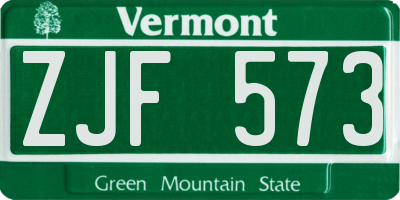 VT license plate ZJF573