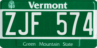VT license plate ZJF574
