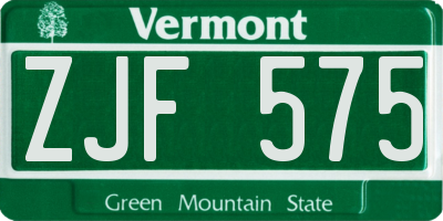 VT license plate ZJF575