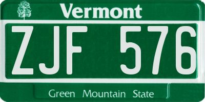 VT license plate ZJF576