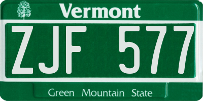 VT license plate ZJF577