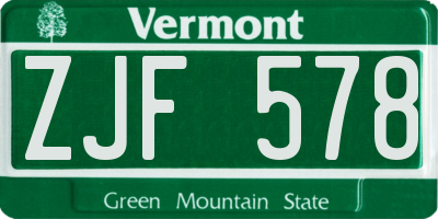 VT license plate ZJF578