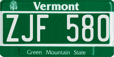 VT license plate ZJF580