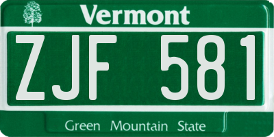 VT license plate ZJF581