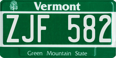 VT license plate ZJF582