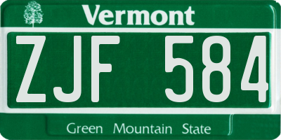 VT license plate ZJF584