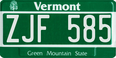 VT license plate ZJF585
