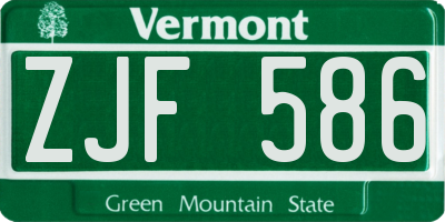 VT license plate ZJF586