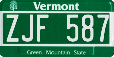 VT license plate ZJF587