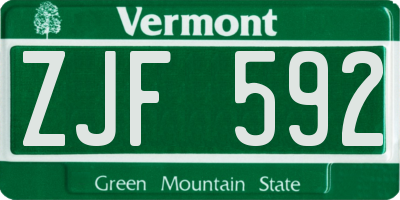 VT license plate ZJF592