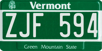 VT license plate ZJF594
