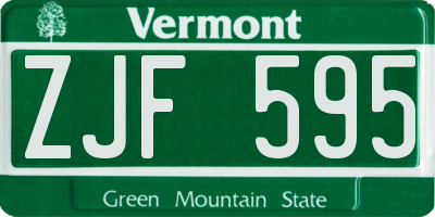 VT license plate ZJF595