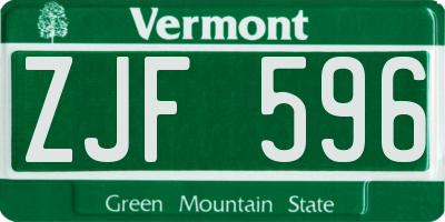 VT license plate ZJF596