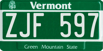 VT license plate ZJF597