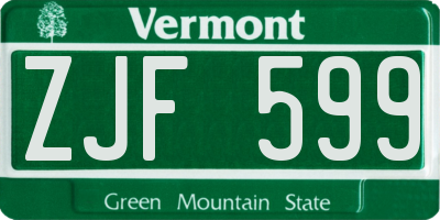 VT license plate ZJF599