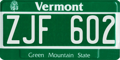 VT license plate ZJF602