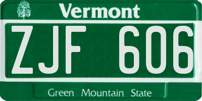 VT license plate ZJF606