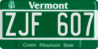 VT license plate ZJF607