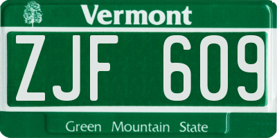 VT license plate ZJF609
