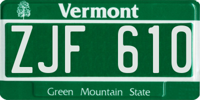 VT license plate ZJF610