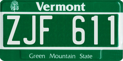 VT license plate ZJF611
