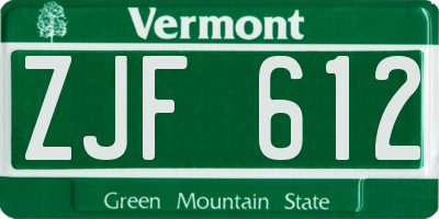 VT license plate ZJF612