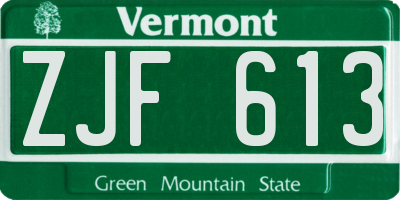 VT license plate ZJF613