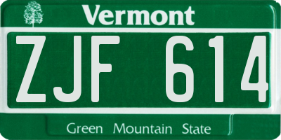 VT license plate ZJF614