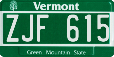 VT license plate ZJF615