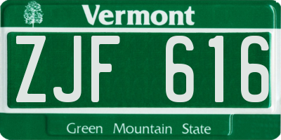 VT license plate ZJF616