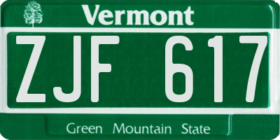 VT license plate ZJF617