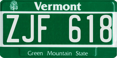 VT license plate ZJF618