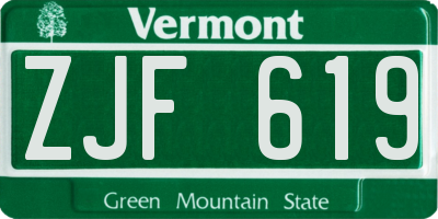 VT license plate ZJF619