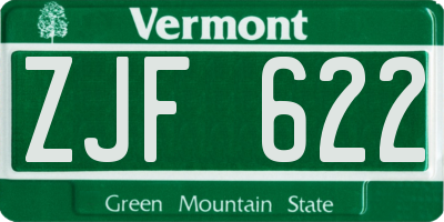 VT license plate ZJF622