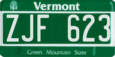VT license plate ZJF623