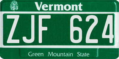 VT license plate ZJF624