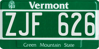 VT license plate ZJF626