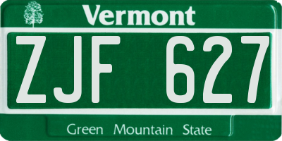 VT license plate ZJF627